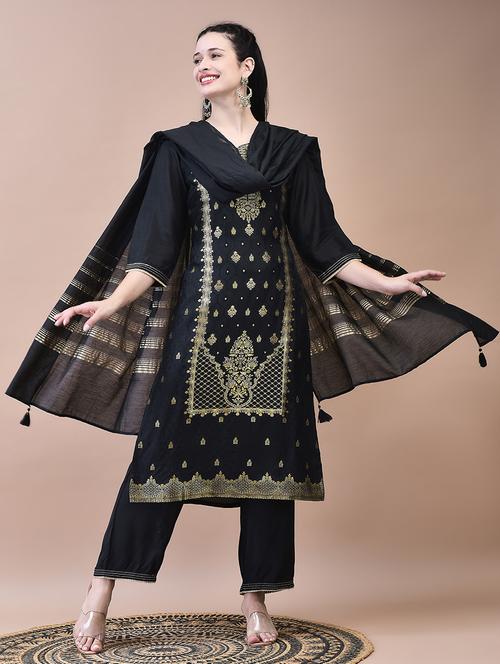 women three quarter sleeve kurta pant with dupatta set - 21629676 - Very Small Image - 1