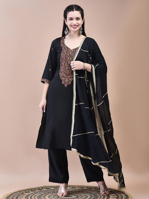 women three quarter sleeve kurta pant with dupatta set - 21629720 - Very Small Image - 1