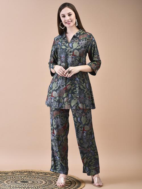 women three quarter sleeve regular fit ethnic co-ord set - 21629759 - Very Small Image - 1