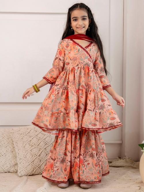 girls printed kurta shrara set with dupatta  - 21630005 - Very Small Image - 1