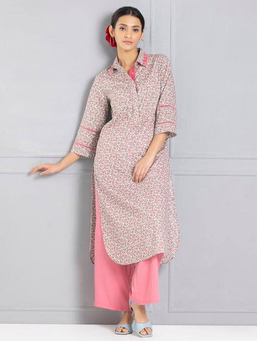 women printed three quarter sleeve straight kurta - 21630560 - Very Small Image - 1