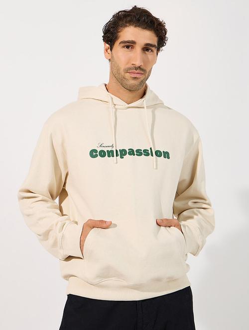 men chest print long sleeve hooded sweatshirt - 21630630 - Very Small Image - 1