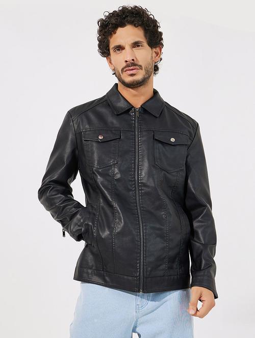 men black leather biker jacket - 21630641 - Very Small Image - 1