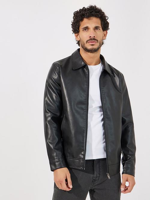 men black leather biker jacket - 21630642 - Very Small Image - 1