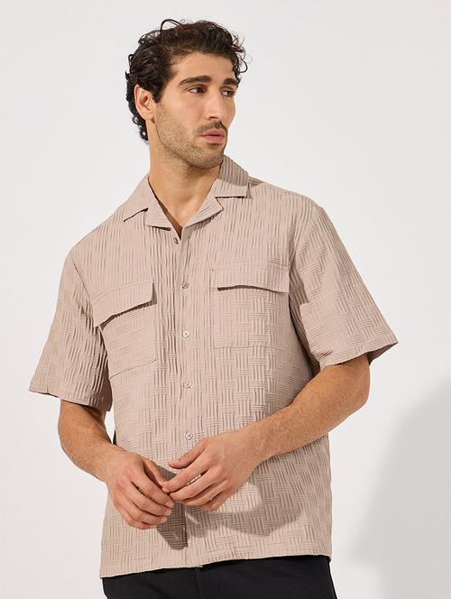 styli men textured double pocket loose fit shirt  - 21630649 - Very Small Image - 1