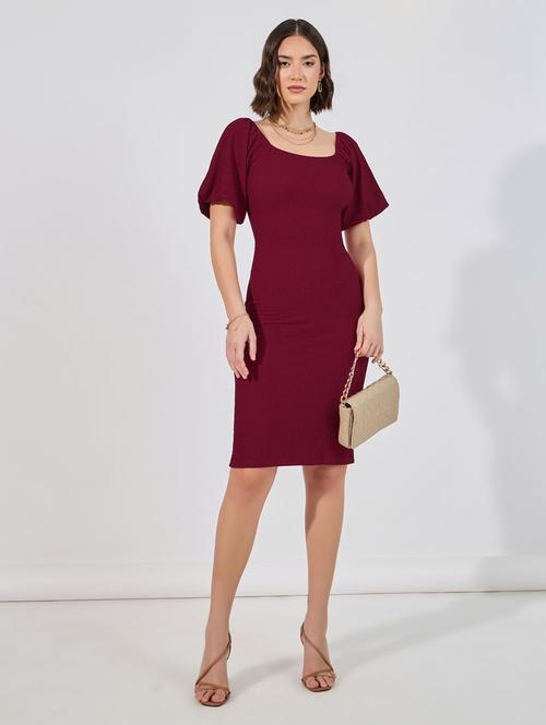 women square neck solid bodycon dress - 21632004 - Very Small Image - 1