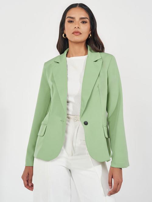 women solid long sleeve casual blazer - 21632030 - Very Small Image - 1