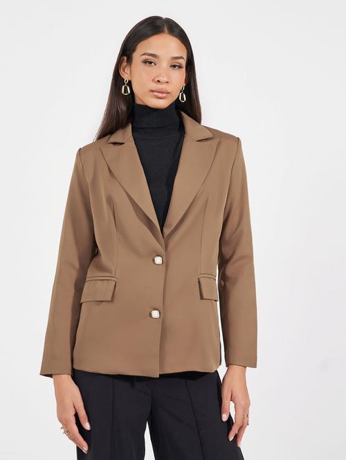 women solid long sleeve casual blazer - 21632032 - Very Small Image - 1