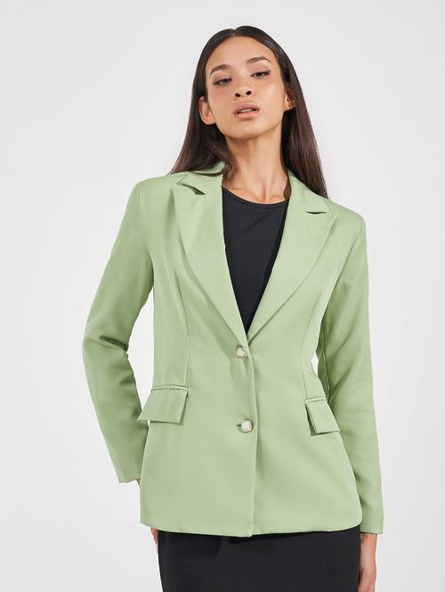 Women Solid Long Sleeve Casual Blazer - 21632033 - Very Small Image - 1