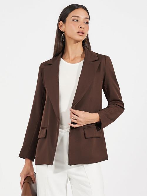 women solid long sleeve casual blazer - 21632035 - Very Small Image - 1