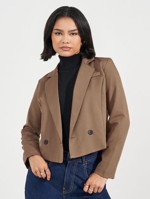 women solid long sleeve casual blazer - 21632038 - Very Small Image - 1