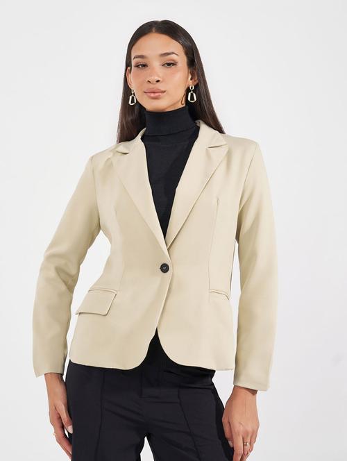 women solid long sleeve casual blazer - 21632039 - Very Small Image - 1