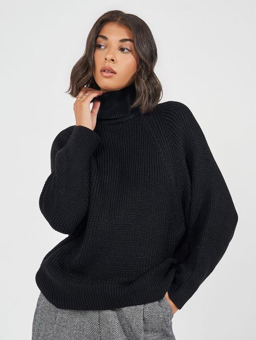 women black self design long sleeve pullover - 21632074 - Very Small Image - 1