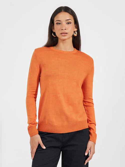women round neck acrylic pullover - 21632077 - Very Small Image - 1