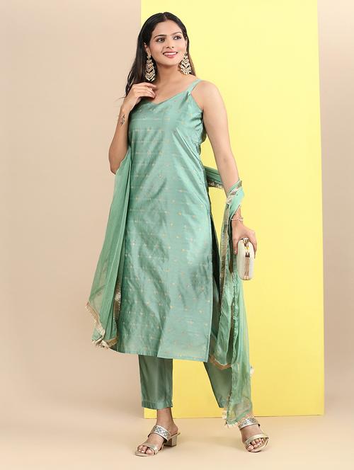 women self design sleeveless kurta pant with dupatta set - 21632086 - Very Small Image - 1