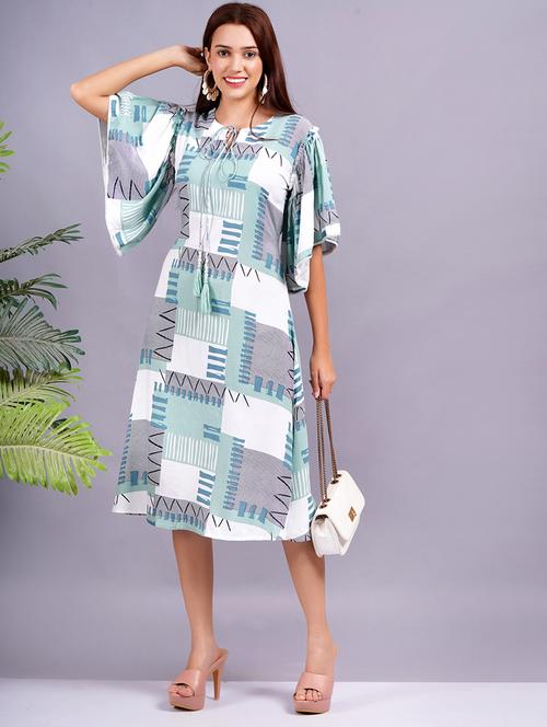 women ai aqua printed a-line dress - 21632137 - Very Small Image - 1