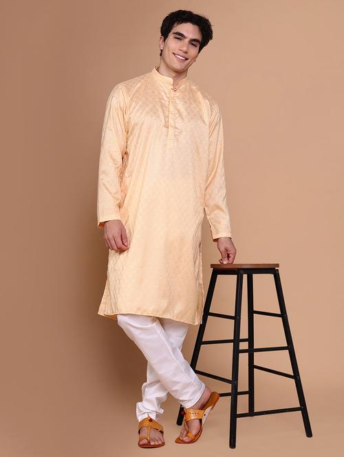 men mandarin neck kurta with trousers ethnic wear set - 21632609 - Very Small Image - 1