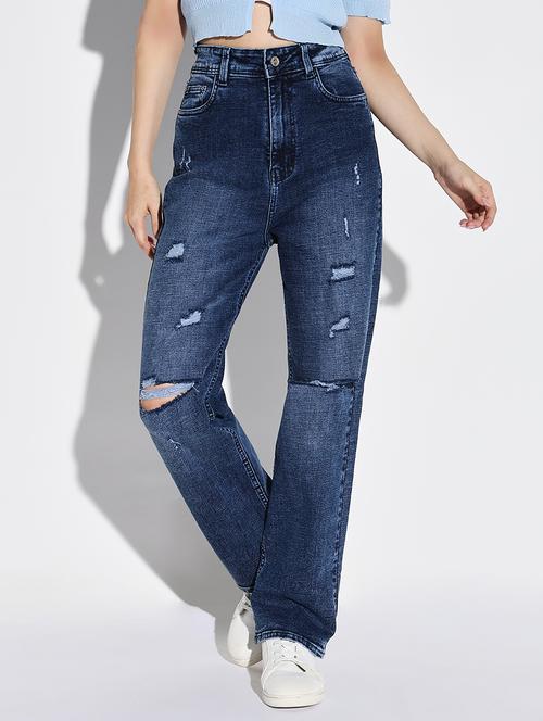 women distress mid rise denim jean - 21632634 - Very Small Image - 1