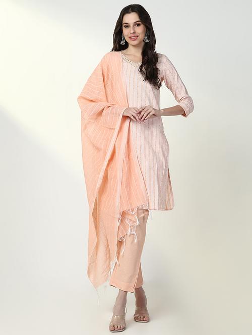 women three quarter sleeve kurta pant with dupatta set - 21632712 - Very Small Image - 1
