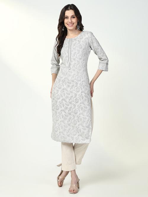 women three quarter sleeve straight kurta - 21632747 - Very Small Image - 1