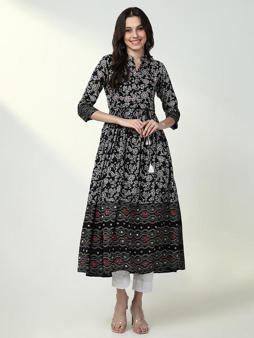 women black floral printed anarkali kurta - 21632748 - Very Small Image - 1