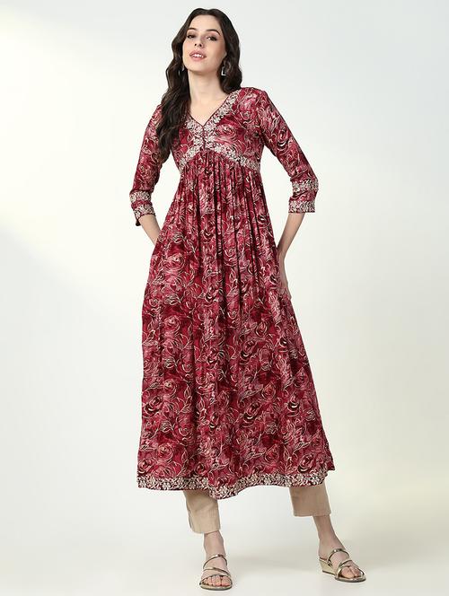 women red floral printed anarkali kurta - 21632756 - Very Small Image - 1