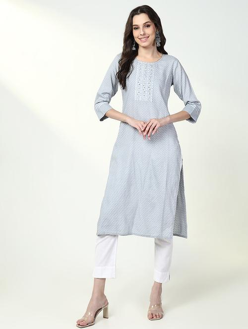 women three quarter sleeve straight kurta - 21632758 - Very Small Image - 1
