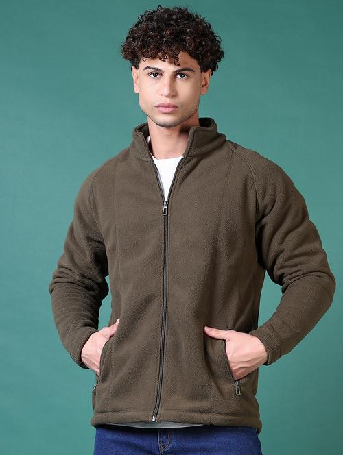men olive solid long sleeve sweatshirt - 21632822 - Very Small Image - 1