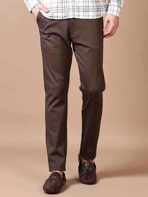 men solid flat front casual trouser - 21632938 - Very Small Image - 1