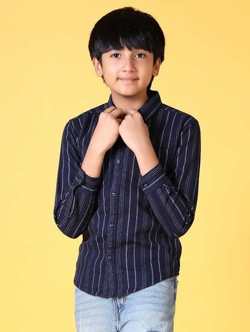 Boys Long Sleeves Striped Shirt - 21633375 - Very Small Image - 1