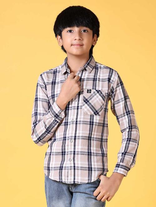 boys long sleeves checkered shirt - 21633392 - Very Small Image - 1