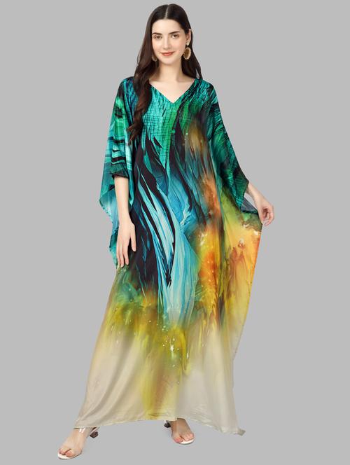 women printed relaxed fit kaftan dress - 21634014 - Very Small Image - 1