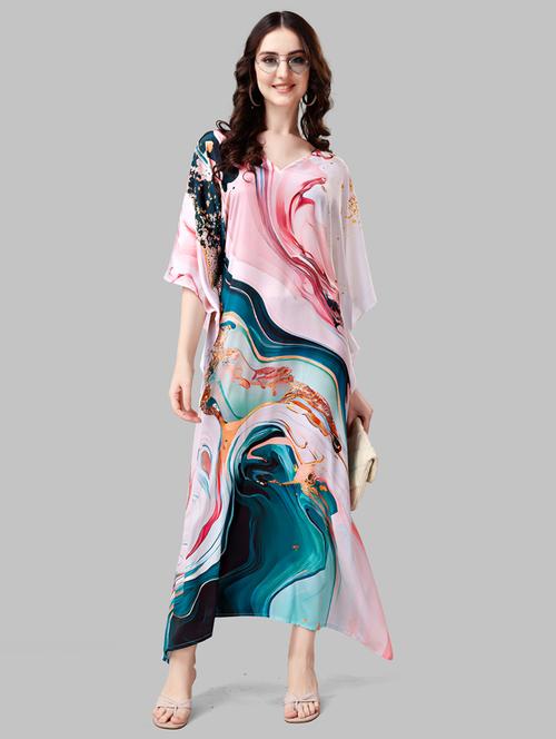 women printed relaxed fit kaftan dress - 21634055 - Very Small Image - 1