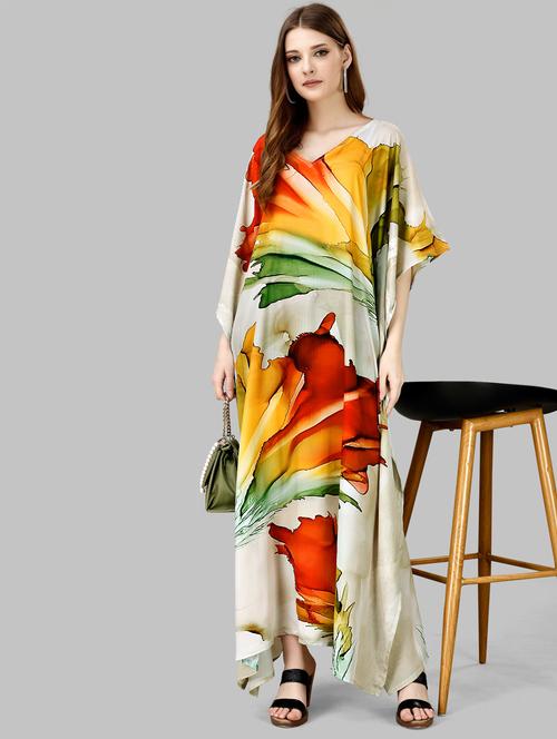 women printed relaxed fit kaftan dress - 21634061 - Very Small Image - 1