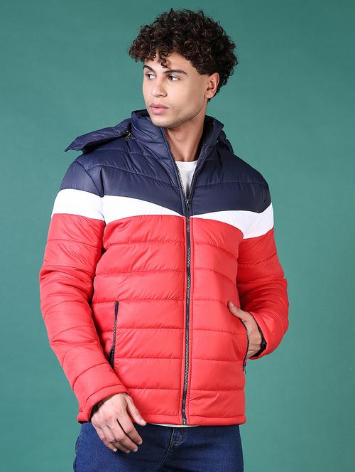 men color block long sleeve quilted jacket - 21634230 - Very Small Image - 1