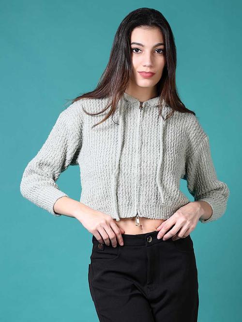 women solid hooded long sleeves pullover - 21634459 - Very Small Image - 1