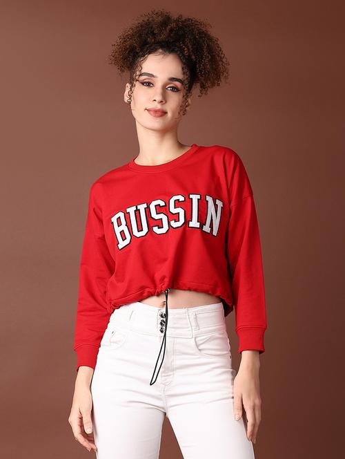 women long sleeves chest print sweatshirt - 21634622 - Very Small Image - 1