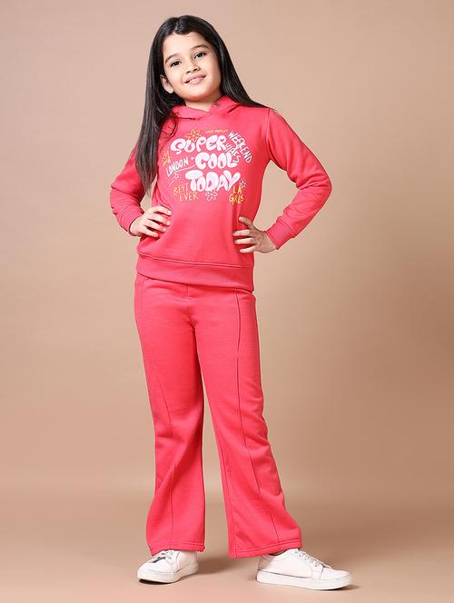 girls typography print sweatshirt & pyjama full length set - 21634627 - Very Small Image - 1
