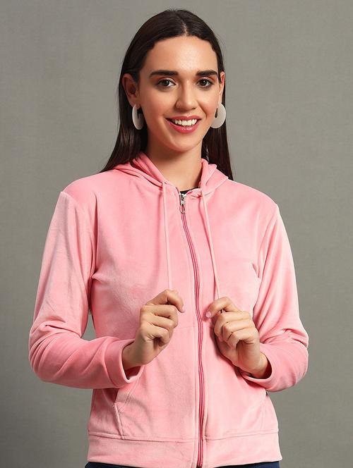 women plain hooded zipper sweatshirt - 21635058 - Very Small Image - 1