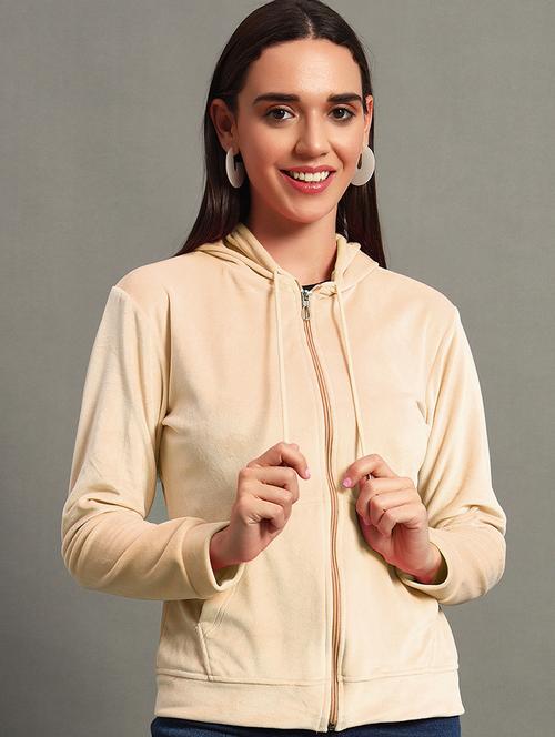 women plain hooded zipper sweatshirt - 21635061 - Very Small Image - 1