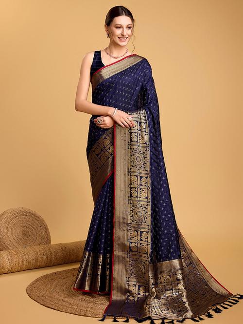women self design kanjivaram saree with blouse - 21635107 - Very Small Image - 1