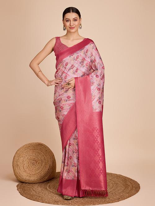 women floral bordered saree with blouse - 21635153 - Very Small Image - 1
