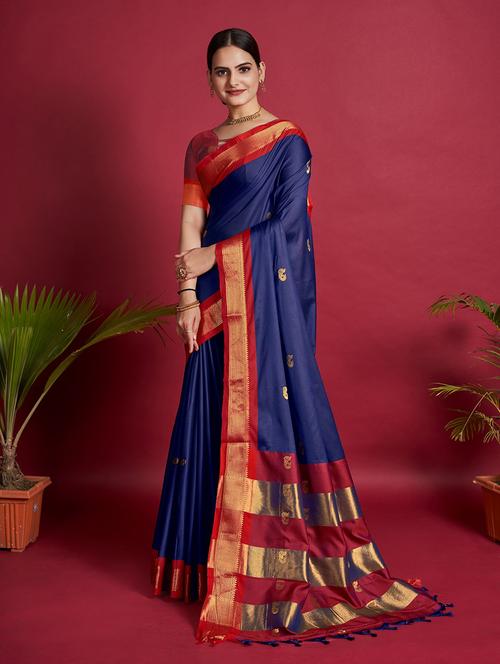 women self design kanjivaram saree with blouse - 21635207 - Very Small Image - 1