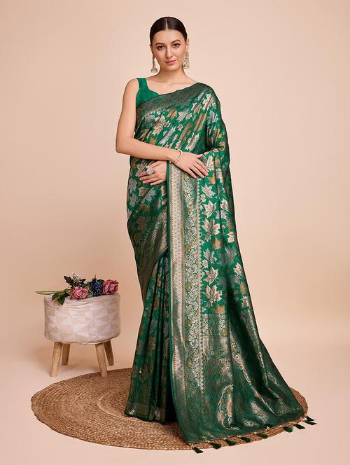 women self design banarasi saree with blouse - 21635233 - Very Small Image - 1
