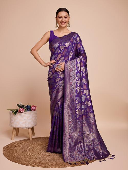 women self design banarasi saree with blouse - 21635238 - Very Small Image - 1
