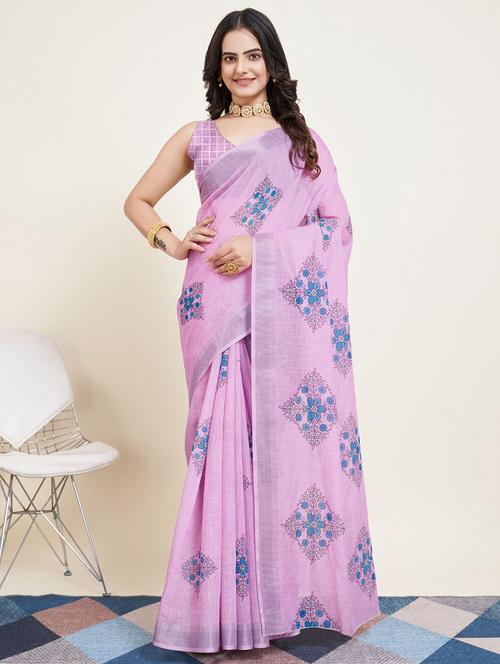 women floral printed saree with blouse - 21635254 - Very Small Image - 1
