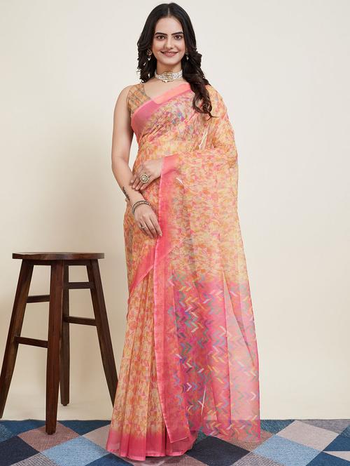 women printed saree with blouse - 21635259 - Very Small Image - 1