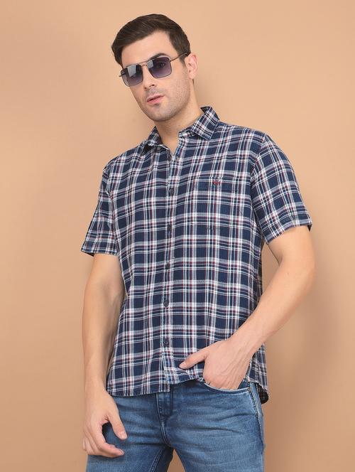 men checkered short sleeve casual shirt - 21635565 - Very Small Image - 1