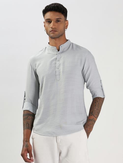 men solid regular fit short kurtas kurta - 21635787 - Very Small Image - 1