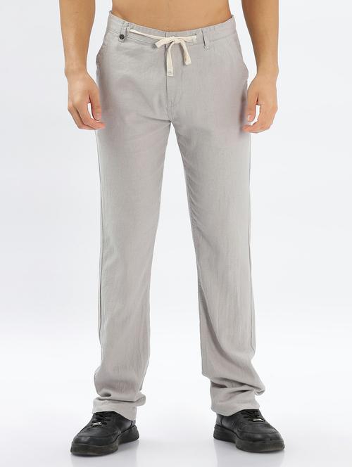 men solid mid rise full length regular fit casual trouser - 21635796 - Very Small Image - 1